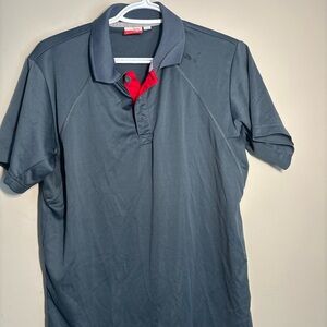 Puma Men's Dark Gray Polo with Red Inner Placket